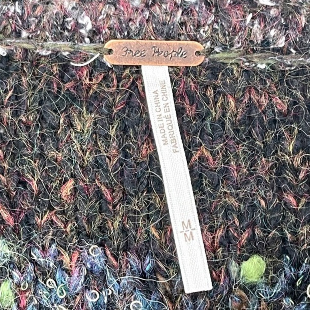 Free People Textured Knit Long Cardigan Sweater Tunic Boho Multicolored Size M - Picture 2 of 7